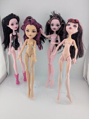 Lot of 4 Incomplete Dolls – 3 Monster High Draculaura + 1 Ever After High Raven